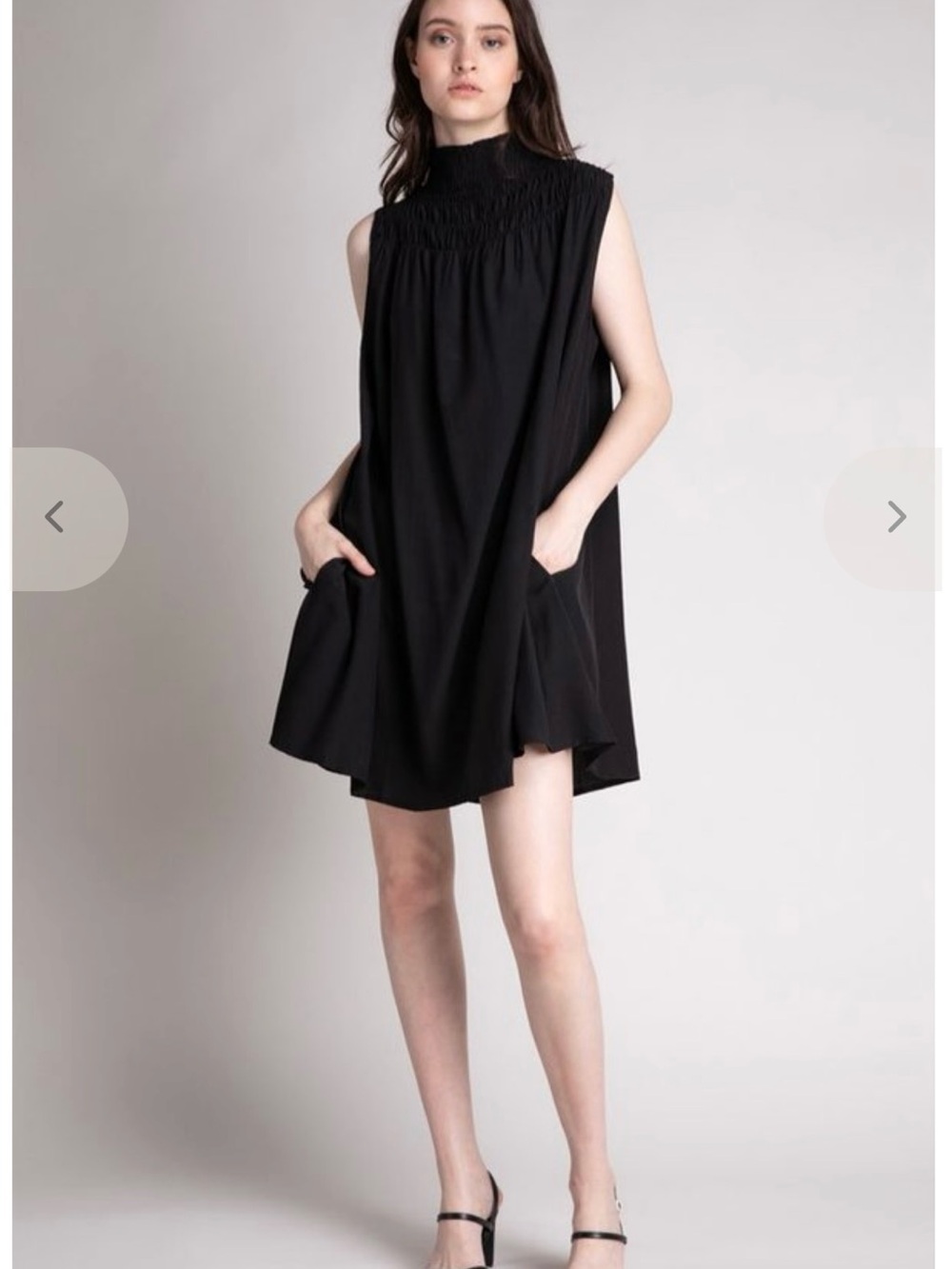 Grade & Gather Black Sleeveless Smocked-Neck A-Line Dress